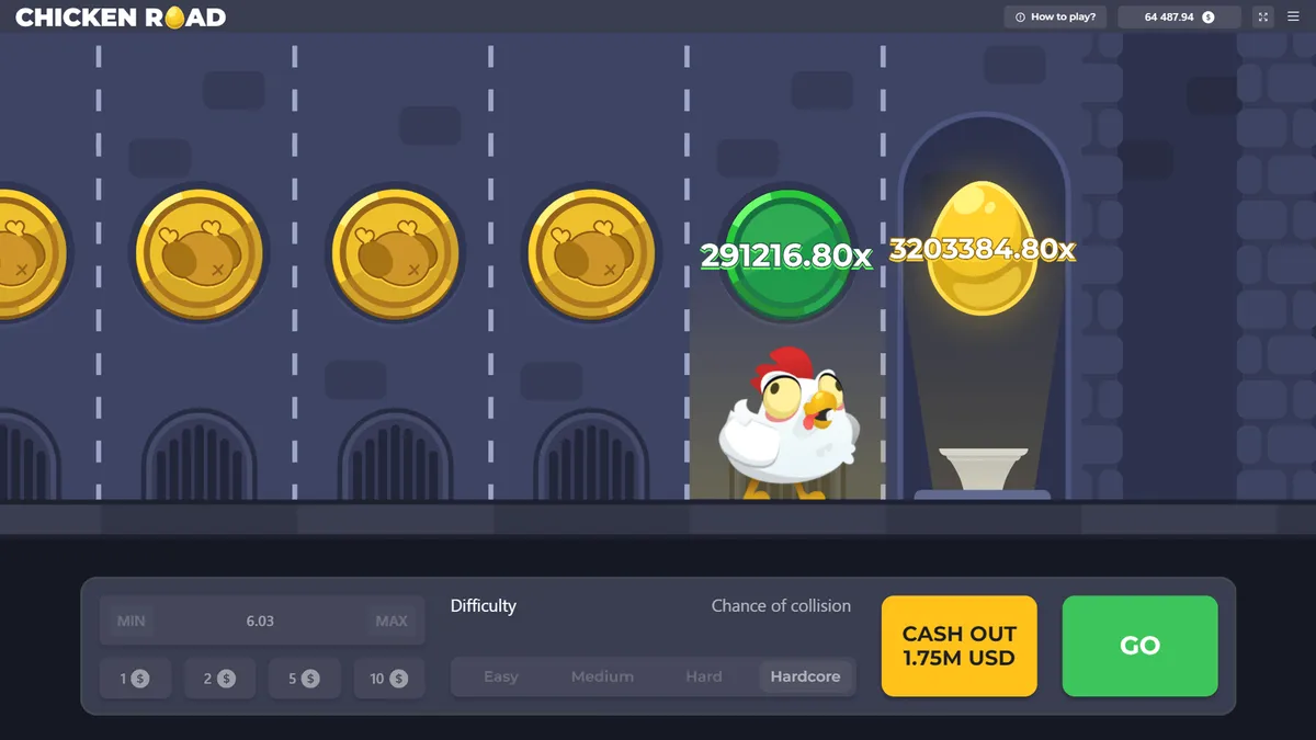 Chicken road casino game victory animation with celebration effects